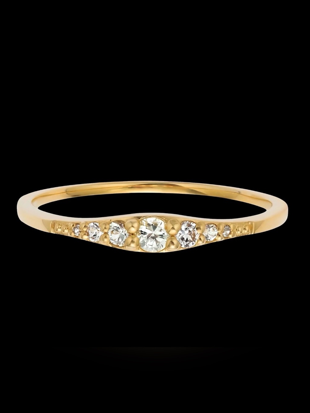 La Kaiser Yellow Gold V-Style white sapphire Band 9k